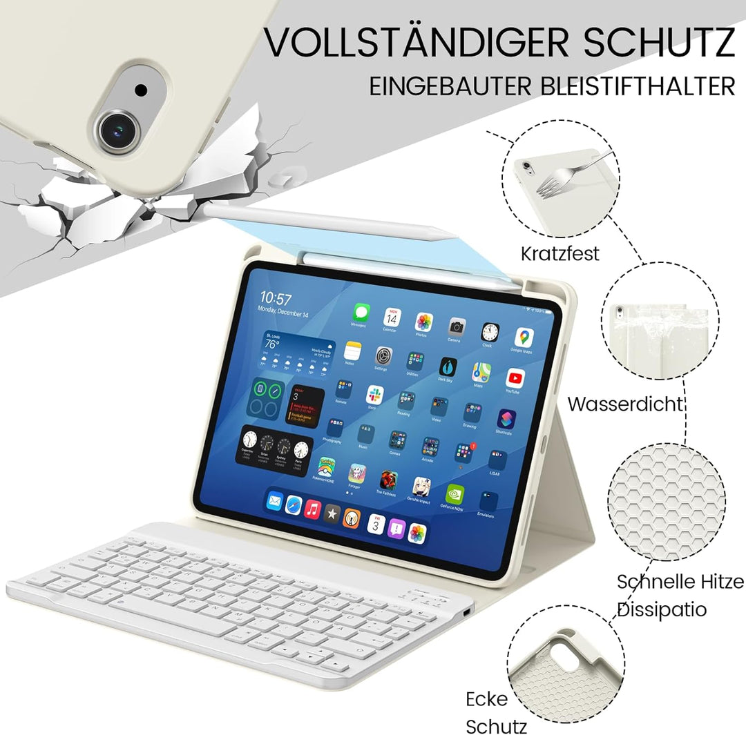 Hülle mit Tastatur für iPad A16 11 Generation 2025/10 Generation 2022(11/10.9 Zoll), Soft TPU Rücksc