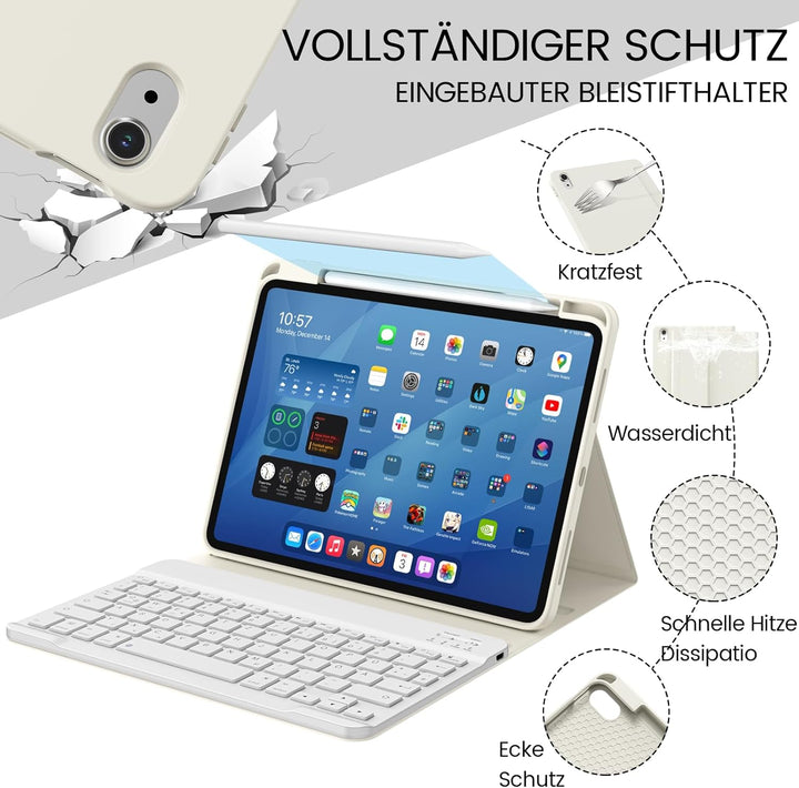 Hülle mit Tastatur für iPad A16 11 Generation 2025/10 Generation 2022(11/10.9 Zoll), Soft TPU Rücksc
