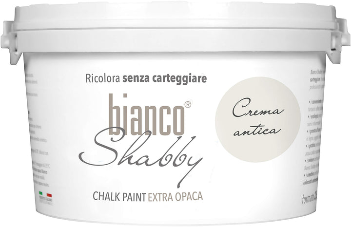 bianco Shabby® Crema Antica (Antike Creme) - (2,5 Liter) Chalk Paint Kreidefarbe auf Wasserbasis für