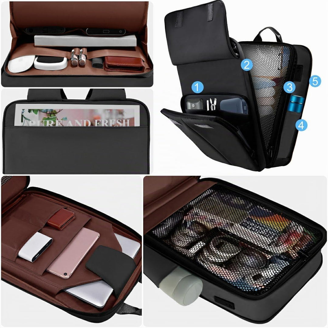 ZINZ Schlanker und Erweiterbarer Laptop-Rucksack 15,6 16 17 Zoll Reise-Business-Rucksack Regenfester