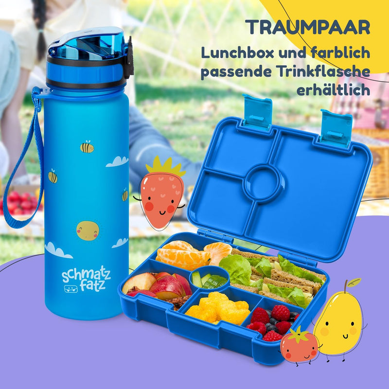 schmatzfatz Brotdose Kinder mit Fächern, BPA Frei Lunchbox Kinder, Bento Box Kinder, Brotbox für Mäd