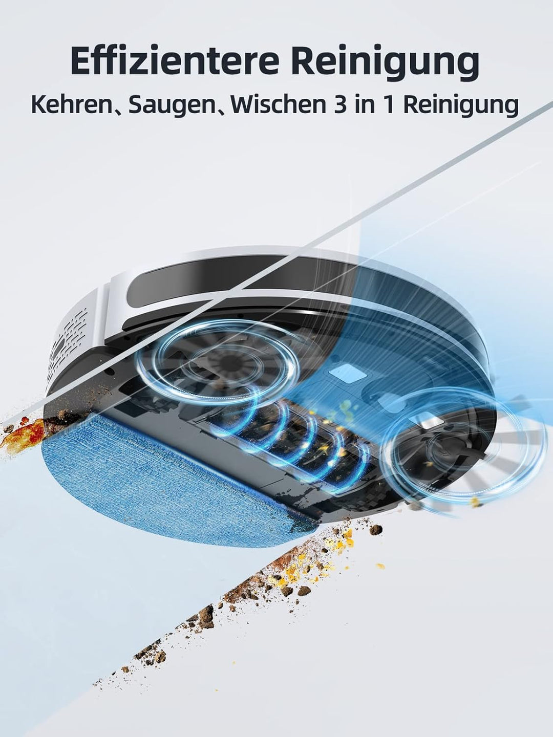 HONITURE Saugroboter mit Wischfunktion, G20 Staubsauger Roboter 3000Pa,Kehren Saugen Wischen 3 in 1