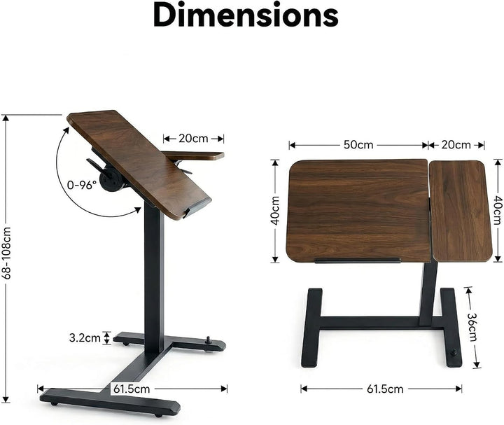 MUSSO AnyDesk-D5 Mobiler Steh-Sitz-Schreibtisch, höhenverstellbar 68-108cm, Laptoptisch mit Gasdruck