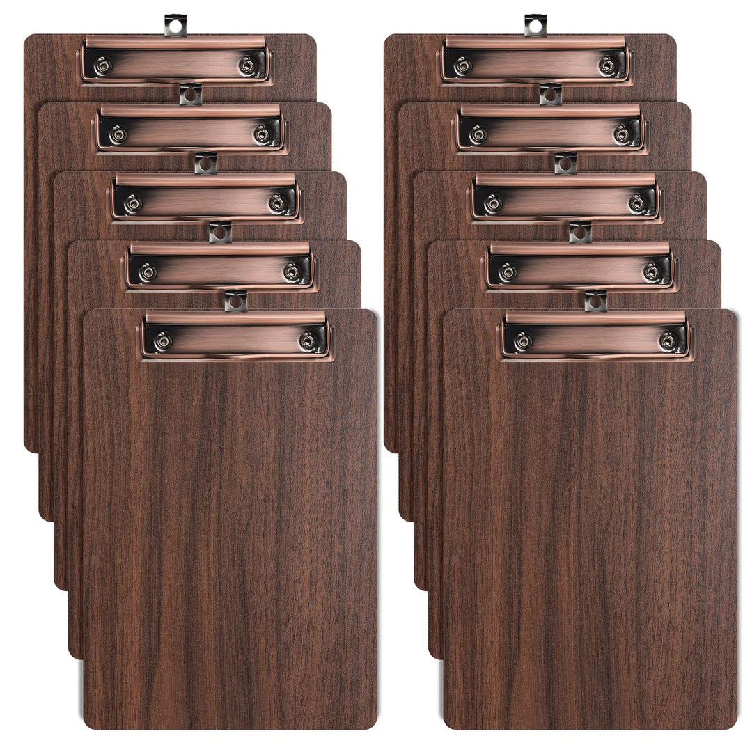 DONGLI (10 Stück) Klemmbrett A5 Holz,Klemmbretter mit Metalklemme und Aufhängeose, Clipboard Schreib