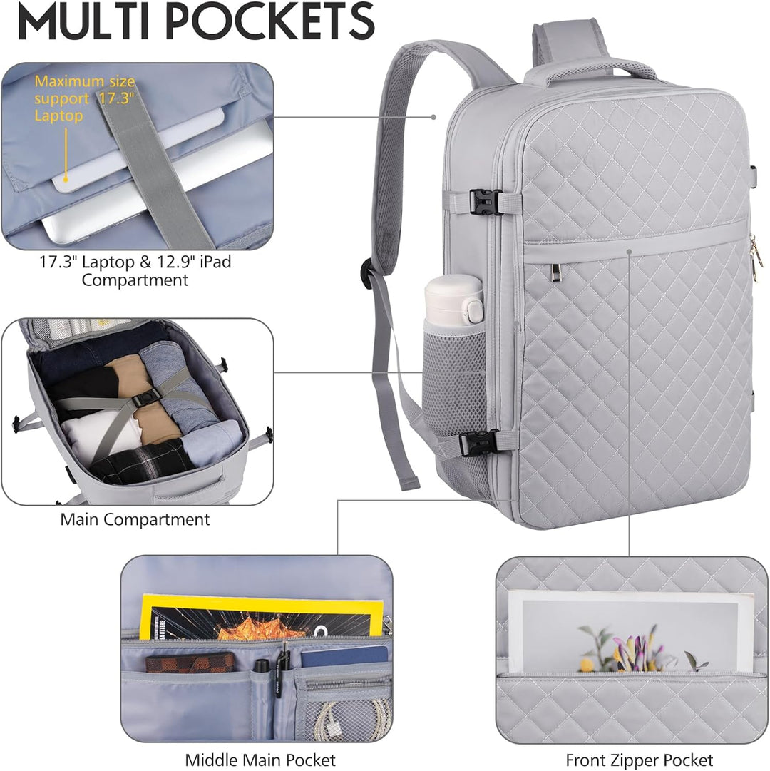 MOMUVO Reiserucksack, Rucksack Handgepäck Flugzeug, Ryanair Handgepäck 46x31x20, mit 17.3 Zoll Lapto