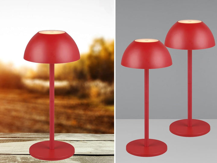 2er SET Akku Tischlampen Rot ohne Kabel für Innen & Aussen, 30cm klein, Rot