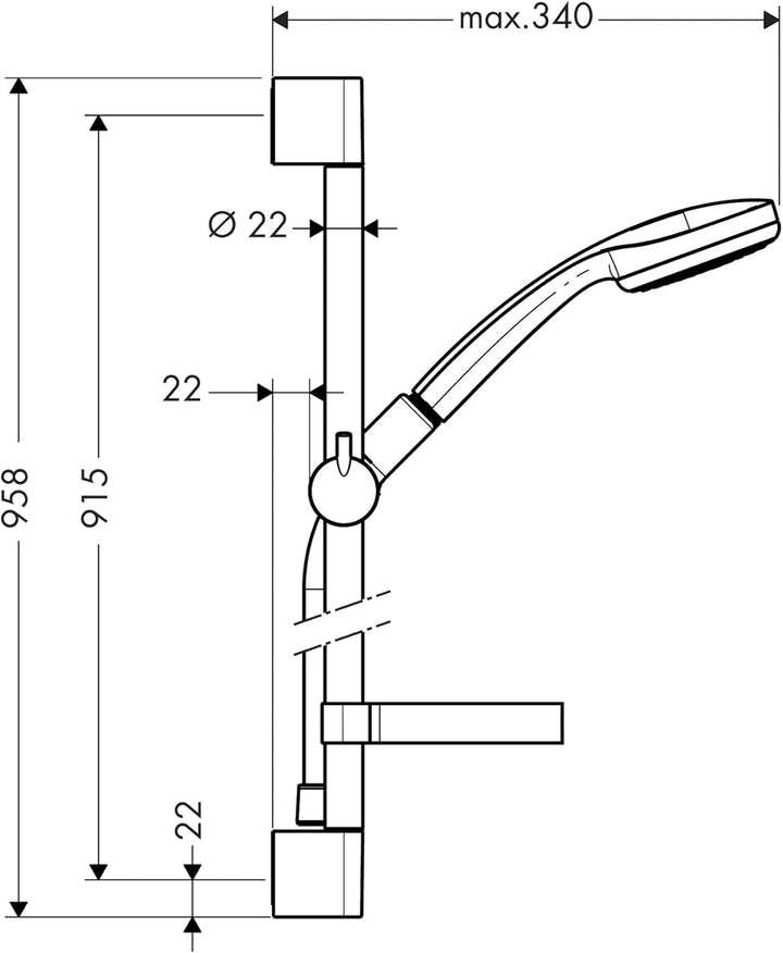 hansgrohe Croma 100 Duschset 0,90m, Chrom Chrom 0,90m Set 1 Strahlart, Chrom 0,90m Set 1 Strahlart