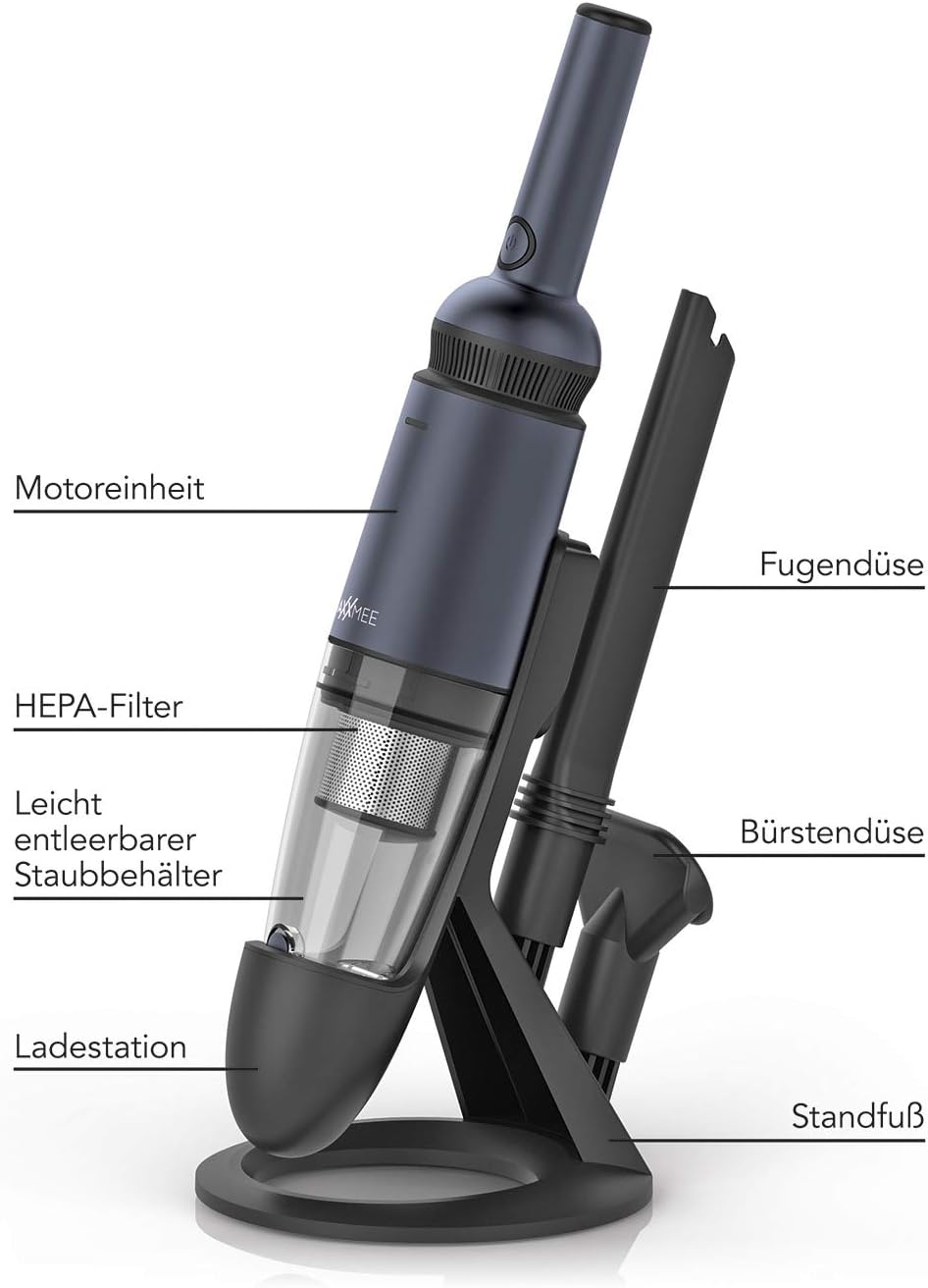 MAXXMEE Akku-Handstaubsauger | Starke Saugkraft Dank BLDC Motor | Mit integriertem HEPA-Filter | Pla