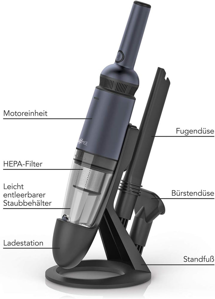 MAXXMEE Akku-Handstaubsauger | Starke Saugkraft Dank BLDC Motor | Mit integriertem HEPA-Filter | Pla