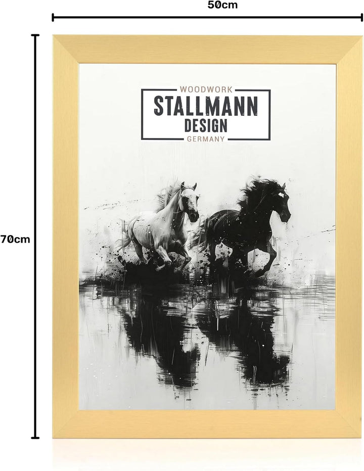 Stallmann Design Bilderrahmen 50x70 cm (PUZZLEFORMAT) gold Holz mit Acrylglas Rahmen-Breite 40mm Pos