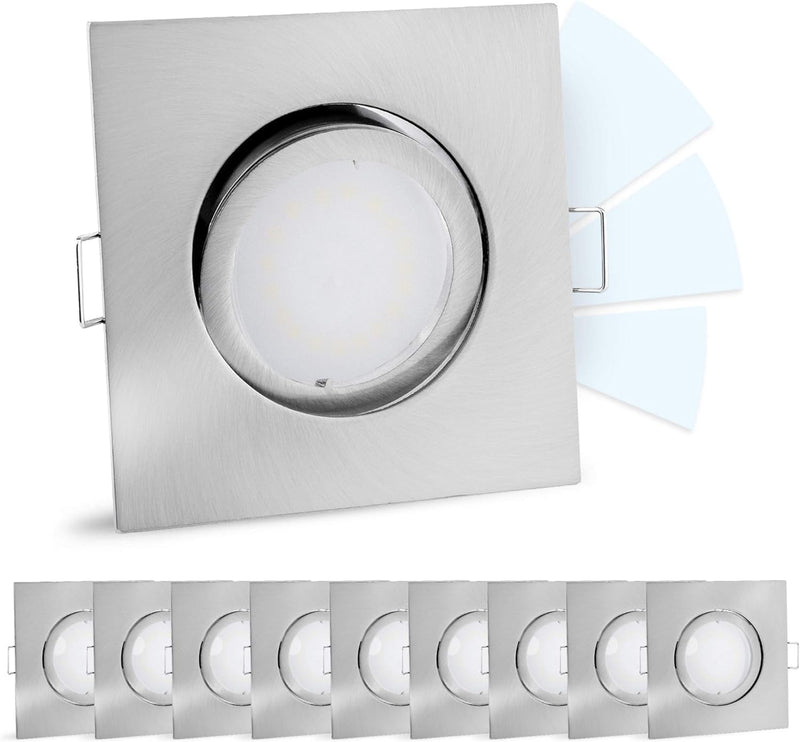 linovum 10 Stück fourSTEP Einbauleuchten LED schwenkbar dimmen ohne Dimmer - LED GU10 5W neutralweis