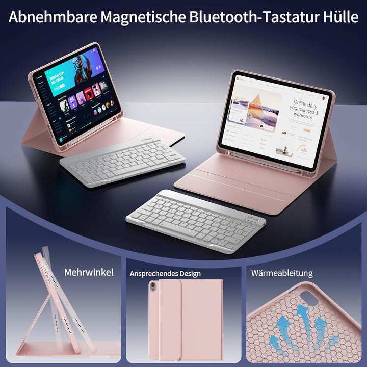 Hülle mit Tastatur für iPad A16 2025 / iPad 11./10. Generation 2022 10,9 Zoll, Magnetisch Bluetooth-