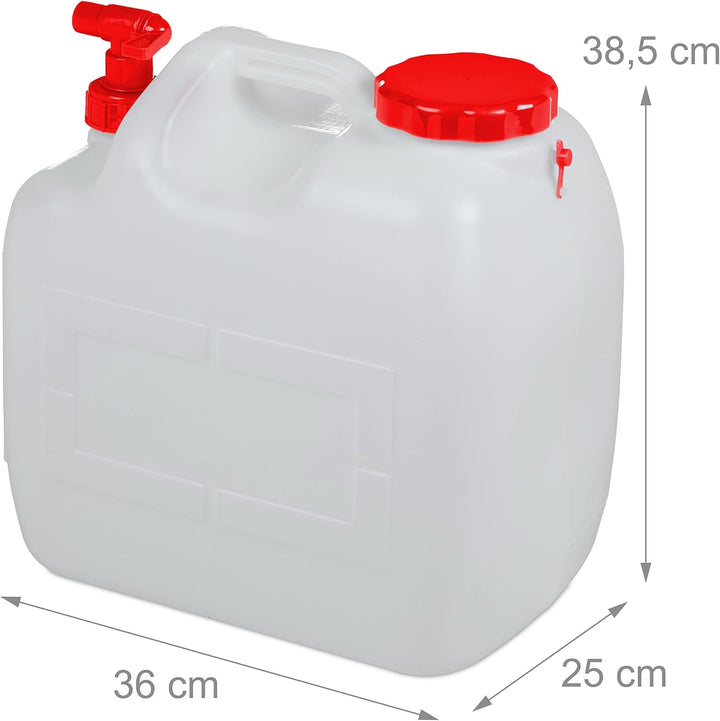 Relaxdays Wasserkanister mit Hahn, Schraubdeckel, Trinkwasserkanister Camping, 23 l, BPA-frei, Kunst