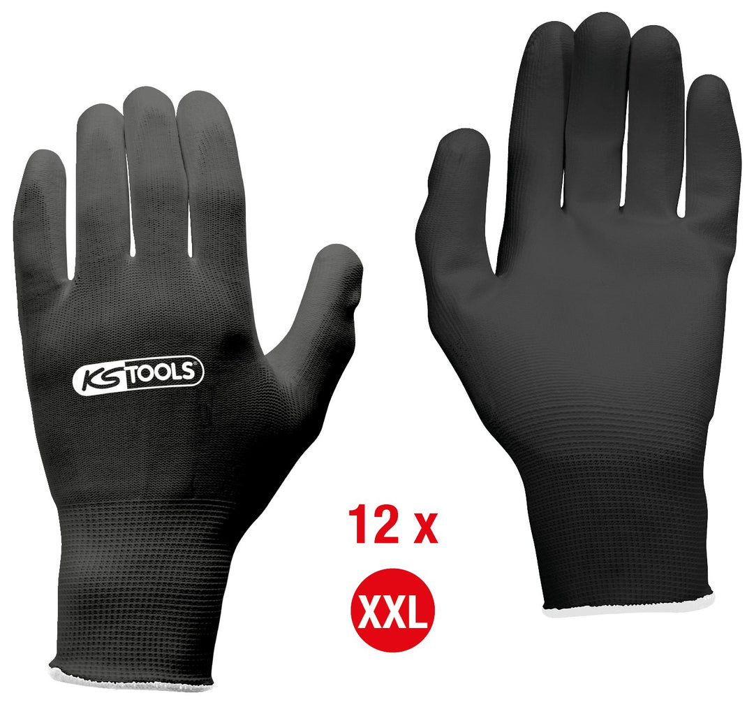 KS Tools 310.0480 Mikro-Feinstrickhandschuhe-schwarz, XXL, 12 Paar, XXL