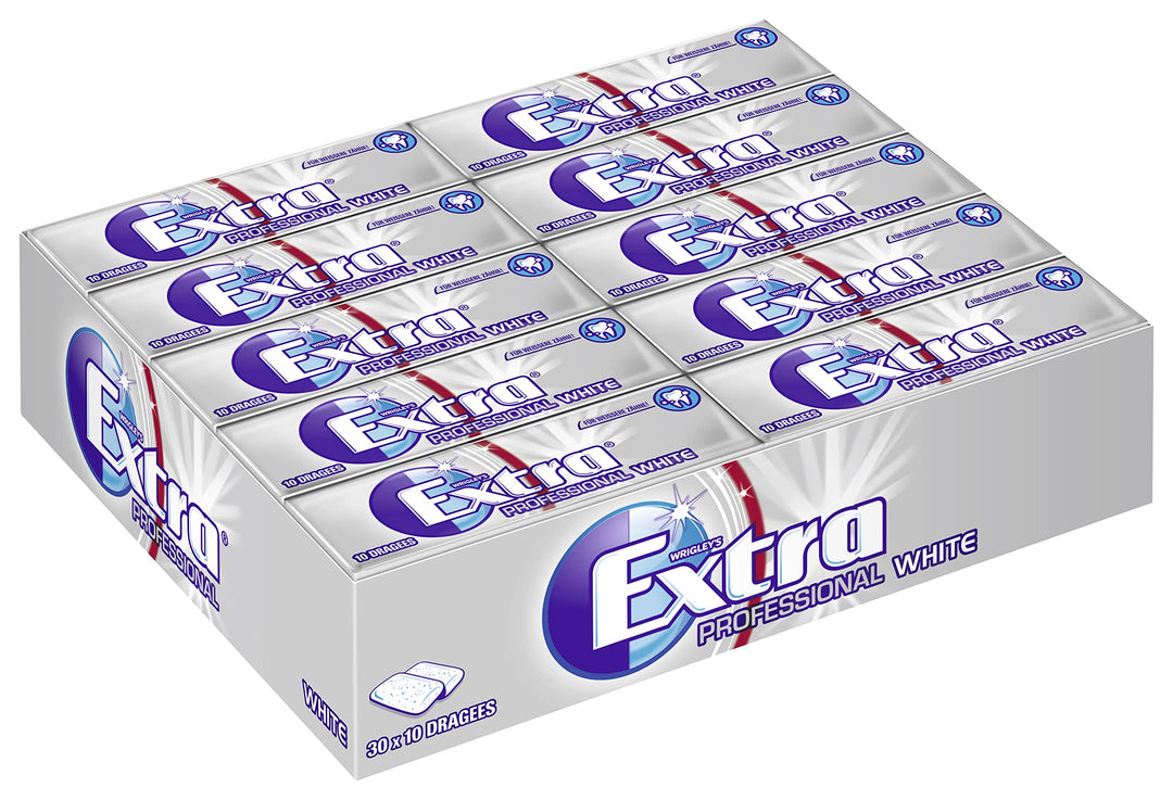 Extra Kaugummi | Professional White | Zuckerfrei | 30 Packungen (30 x 10 Dragees) , 300 Stück (30er