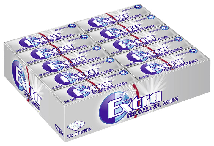 Extra Kaugummi | Professional White | Zuckerfrei | 30 Packungen (30 x 10 Dragees) , 300 Stück (30er