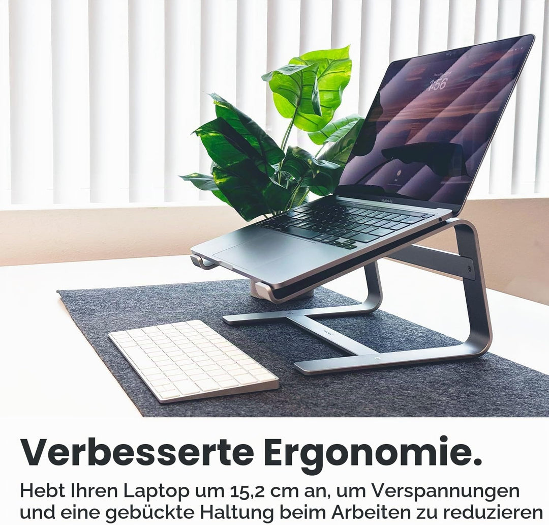 Macally Laptop-Ständer aus Aluminium für den Schreibtisch, funktioniert mit Allen MacBook/Pro/Air un