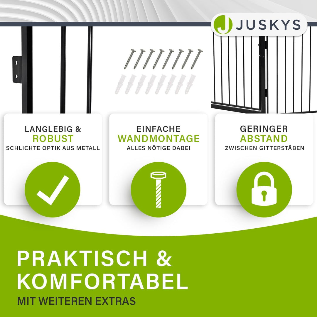 Juskys Metall Kaminschutzgitter 300 x 76 cm klappbar — Schutzgitter für Tiere — 5 Elemente inkl. Tür