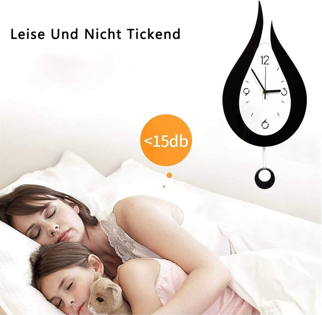 SFITVE 42cm Gross Wanduhr Ohne Tickgeräusche Modern Wassertröpfchen Pendel Wanduhren für Wohnzimmer