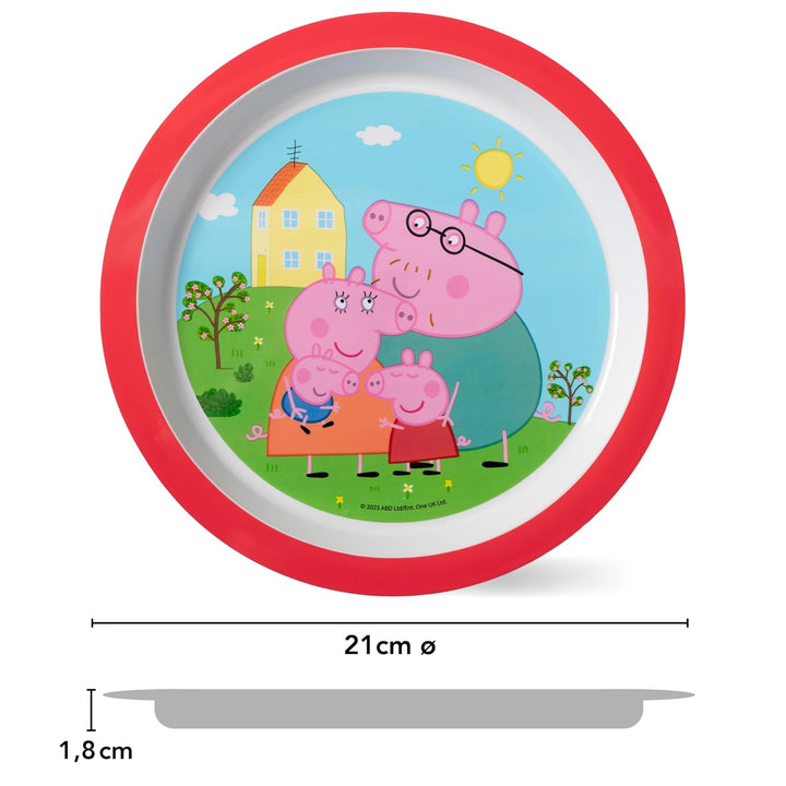 Peppa Wutz Kindergeschirr Set 3-teilig - Frühstücksset mit Teller, Schale und Becher - Kindergeschir
