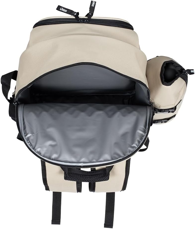 Livoo Picknick-Rucksack für 4 Personen SE970C – 11 l, 600D, 30 Zubehörteile, Creme, Creme