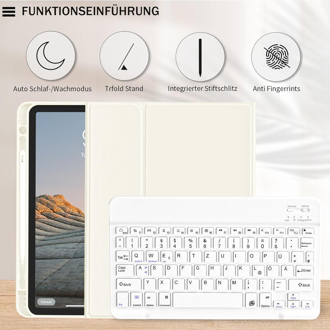 Hülle mit Tastatur für iPad Air 11 Zoll M4/M3/M2 (2026/2025/2024), iPad Air 5/4 Generation (2022/202