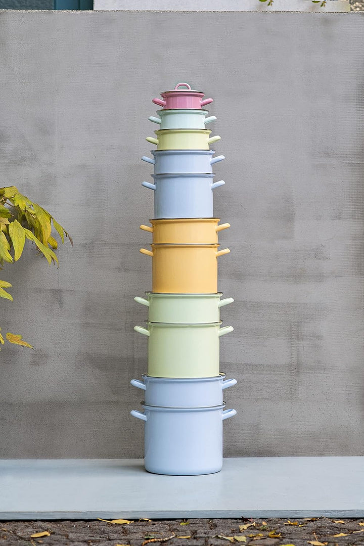 Riess, 0278-006, Kasserolle mit Chromrand 16, CLASSIC - BUNT/PASTELL, Farbe Gelb, Durchmesser 16 cm,
