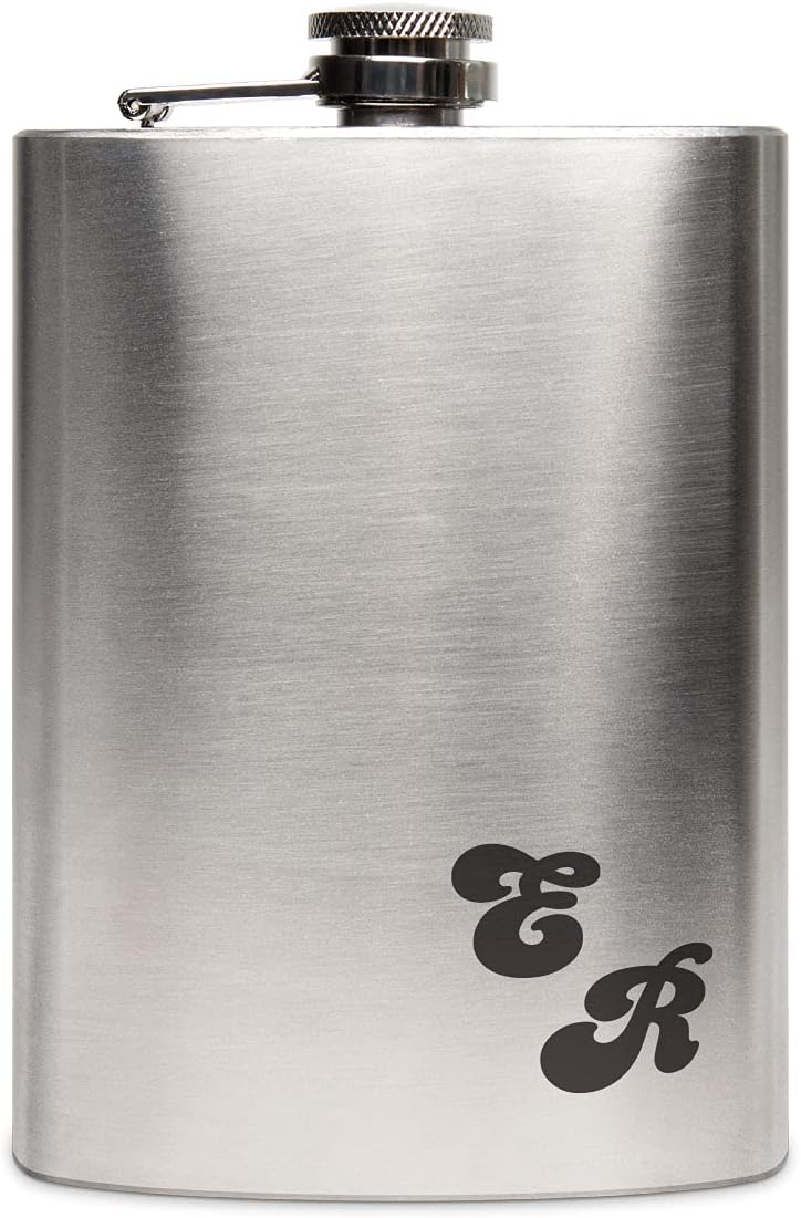 Edelstahl Flachmann 237 ml silber inkl. individuelle Gravur in Schwarz von Paule Black - personalisi