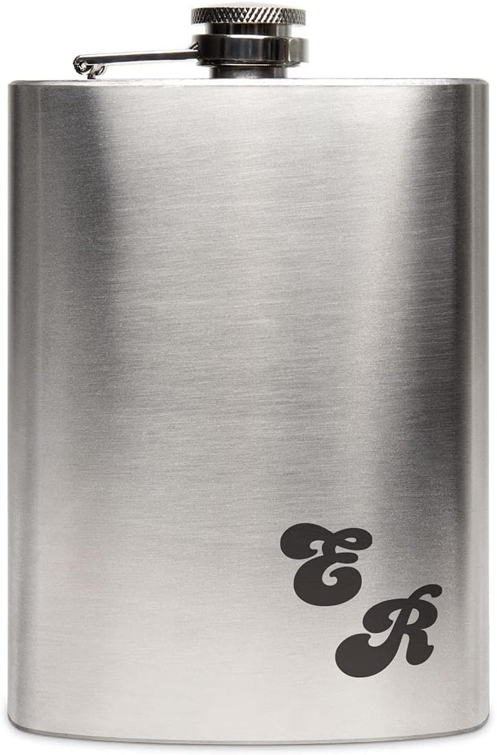 Edelstahl Flachmann 237 ml silber inkl. individuelle Gravur in Schwarz von Paule Black - personalisi