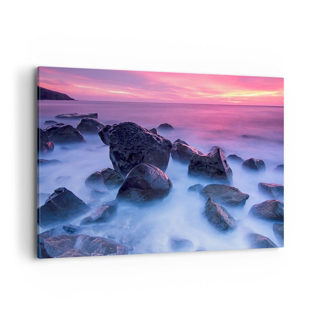 Bilder auf Leinwand 100x70cm Leinwandbild Strand ufer wolken dämmerung Gross Wanddeko Bild Schlafzim