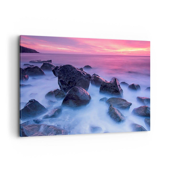 Bilder auf Leinwand 100x70cm Leinwandbild Strand ufer wolken dämmerung Gross Wanddeko Bild Schlafzim