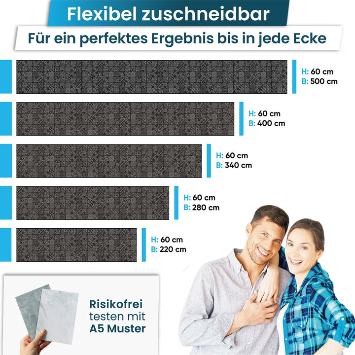 danario Küchenrückwand selbstklebend - Matt - Spritzschutz Küche - versteifte PET Folie - 0,4 mm - M