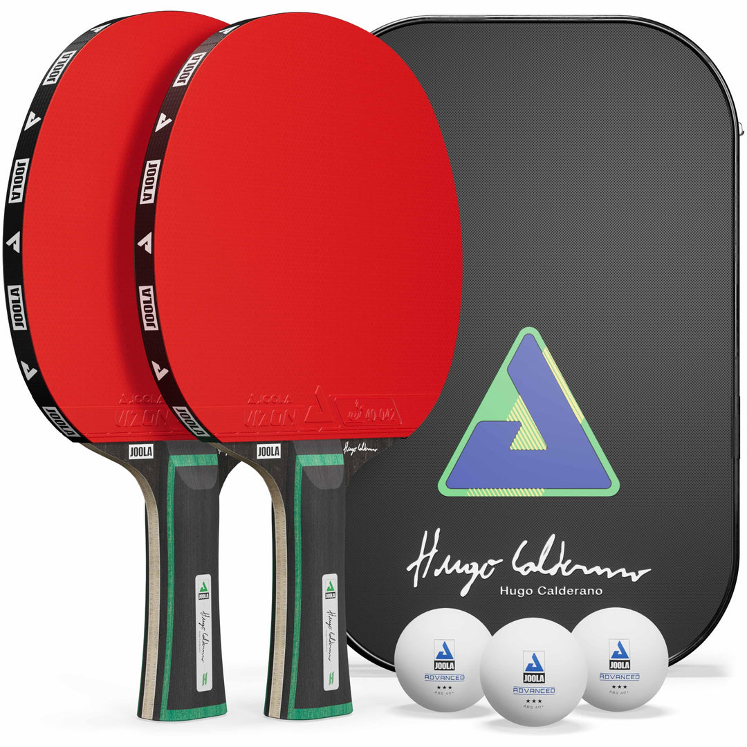 JOOLA Hugo Calderano Edge Tischtennis Set - 2 Tischtennisschläger + 3 Tischtennisbälle + Tischtennis