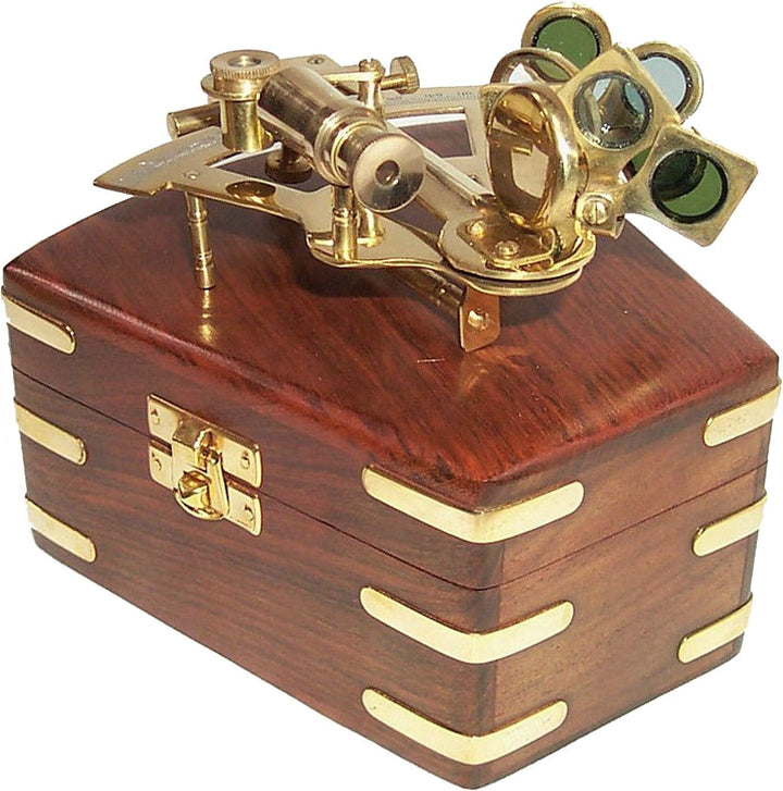GR Maritimer Sextant aus Messing in messingbeschlagener Holzbox Nostalgie dekorativ