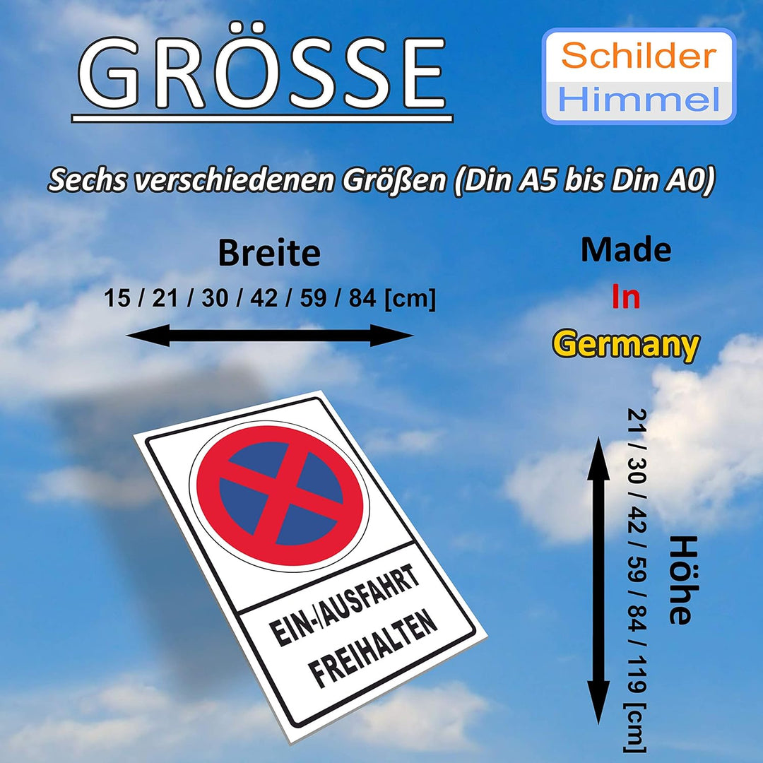 SCHILDER HIMMEL anpassbares Ausfahrt Einfahrt freihalten Schild 59x42cm Alu-Verbund mit Schrauben, N