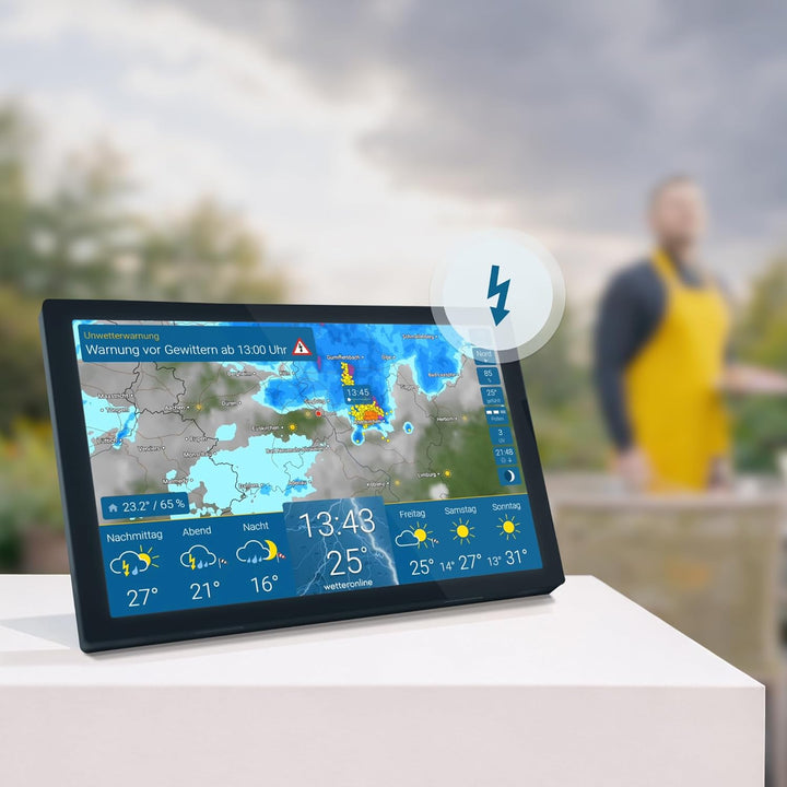 wetteronline home 4 WetterDisplay, WLAN-Wetterstation mit WetterRadar: Wetterfilm auf grossem HD-Far