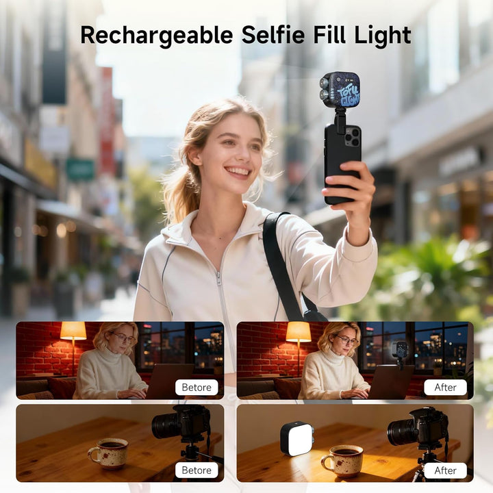 Photoolex Tofu RGB Taschen Mini LED Videoleuchte mit kompakter | CRI96+, Farbtemp 2500K–9900K, 2000m