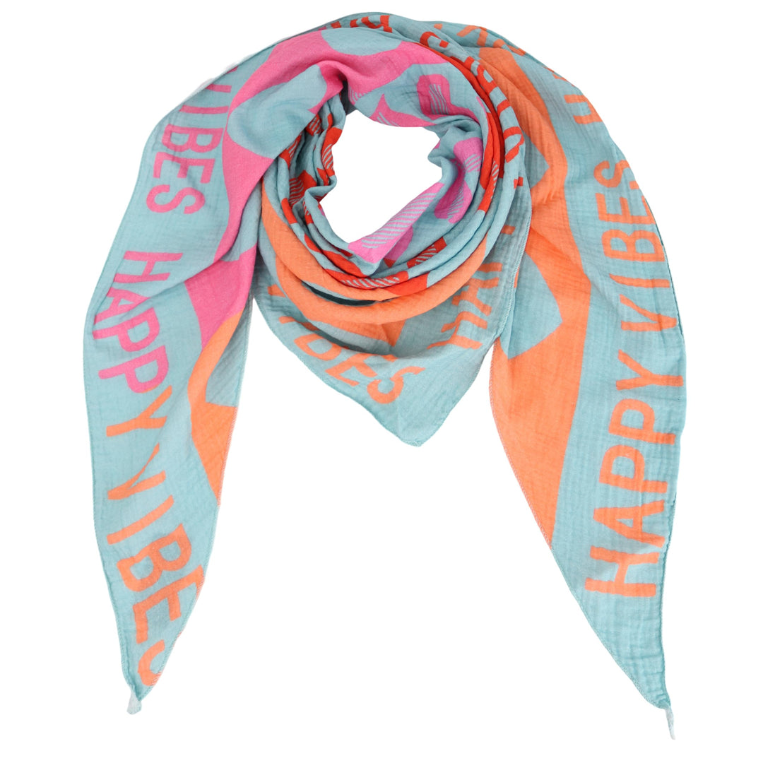 Damen Musselin Halstuch Made in Italy mit Leo Love Paisley Happy– Leichtes Dreieckstuch für Frühling