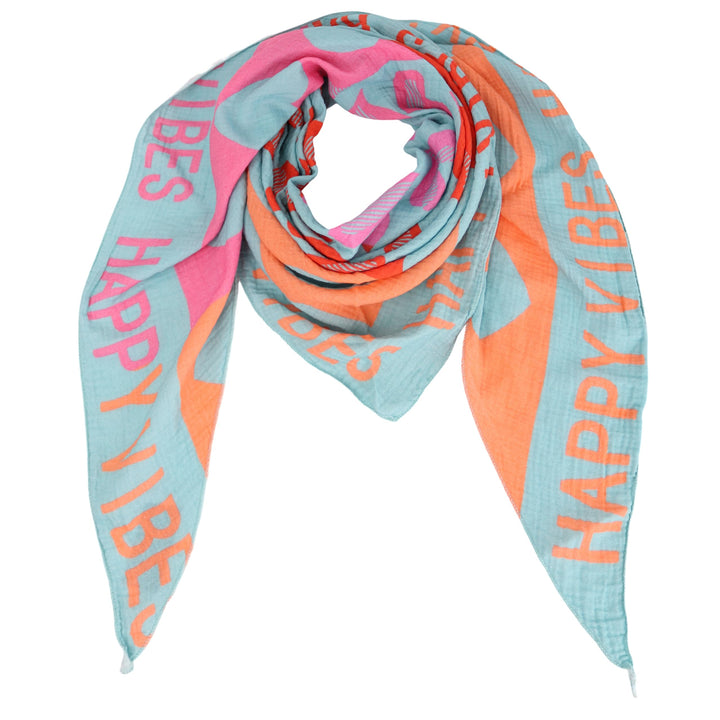 Damen Musselin Halstuch Made in Italy mit Leo Love Paisley Happy– Leichtes Dreieckstuch für Frühling