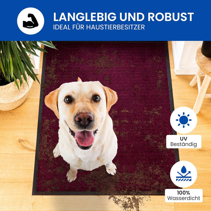 Gentle North Hochwertige Fussmatte rot schwarz 60x90cm gross für Innen & Aussen - Schmutzfangmatte r