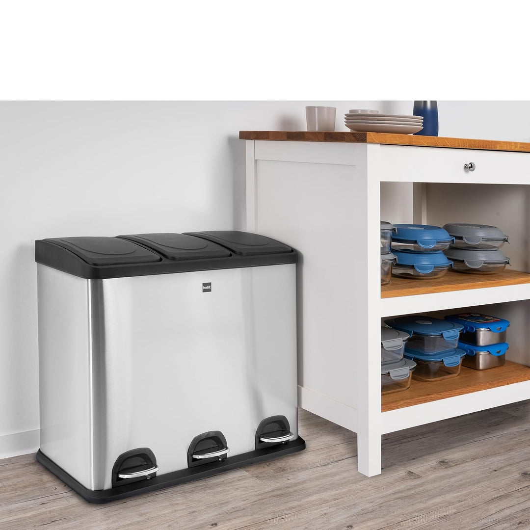helit H2405200 - Mülltrennsystem, the seperator, 3 x 20L - Edelstahl, Mülleimer, Abfallbehälter