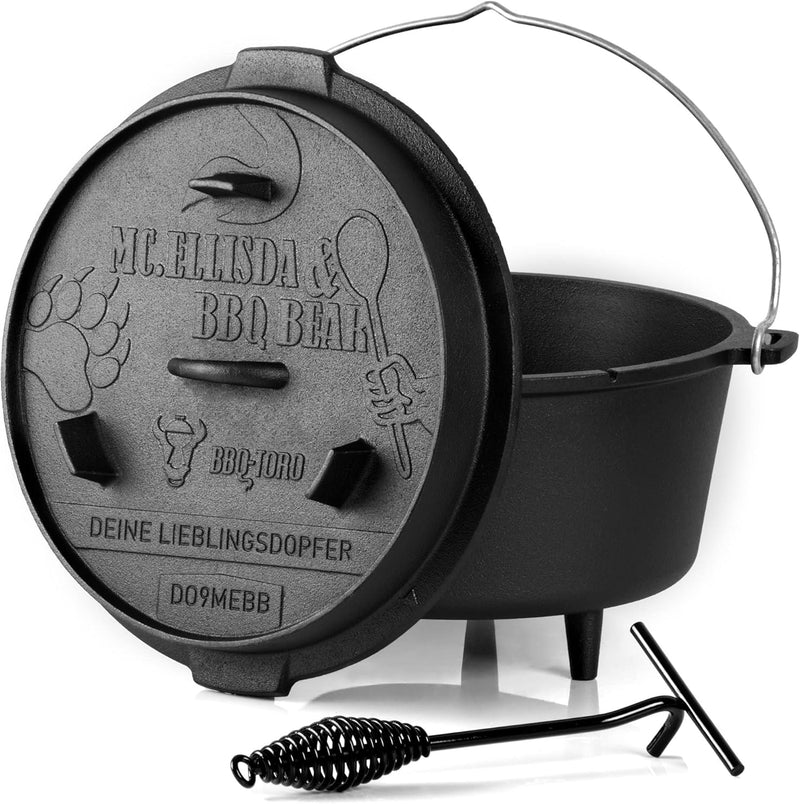 BBQ-Toro Dutch Oven 9 Liter | Mc.Ellisda und BBQ Bear Sonderedition "Deine Lieblingsdopfer" - DO9MEB