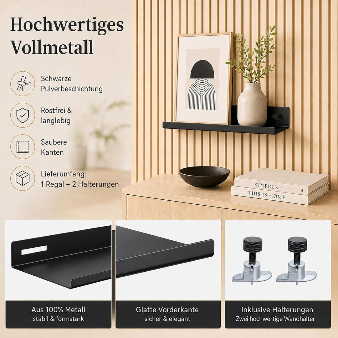 Regal für Akustikpaneel - Metall Zubehör Akustikpaneele | Ohne Bohren Schwarze Wandregal Akustikpane