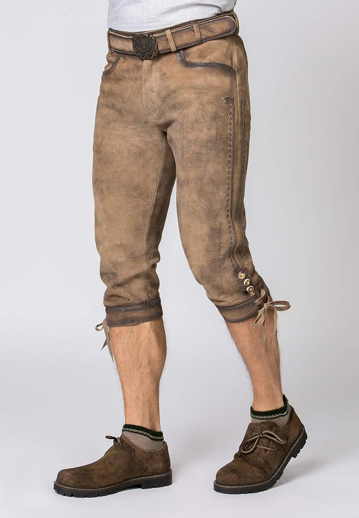 Stockerpoint Herren Lederhose Hose Siggi2, 44 Wood Gespeckt