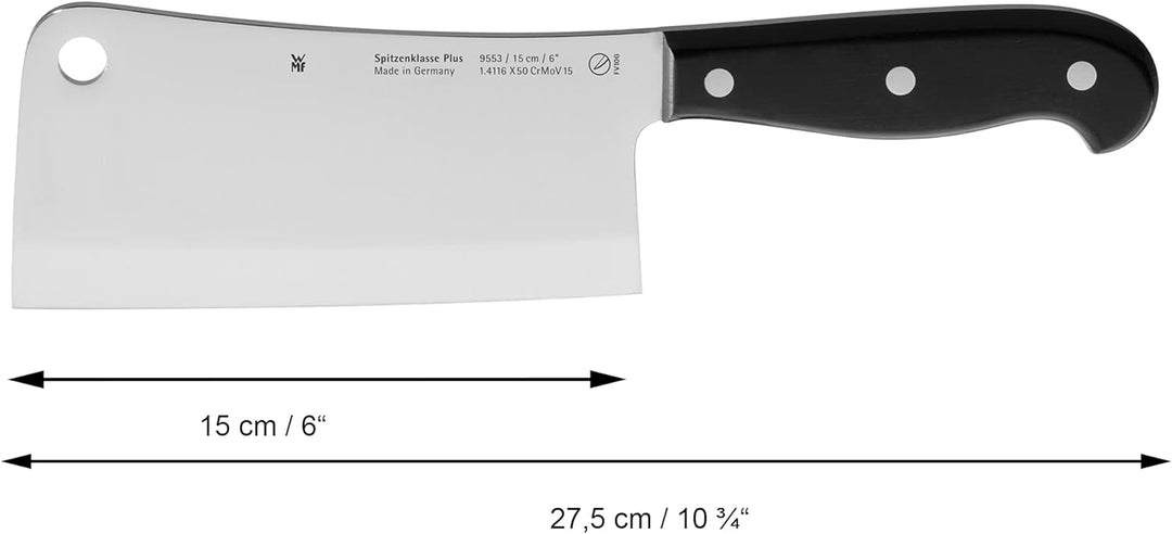 WMF Spitzenklasse Plus Chinesisches Hackmesser 27,5 cm, Kunststoff-Griff vernietet, Klinge 15 cm & S