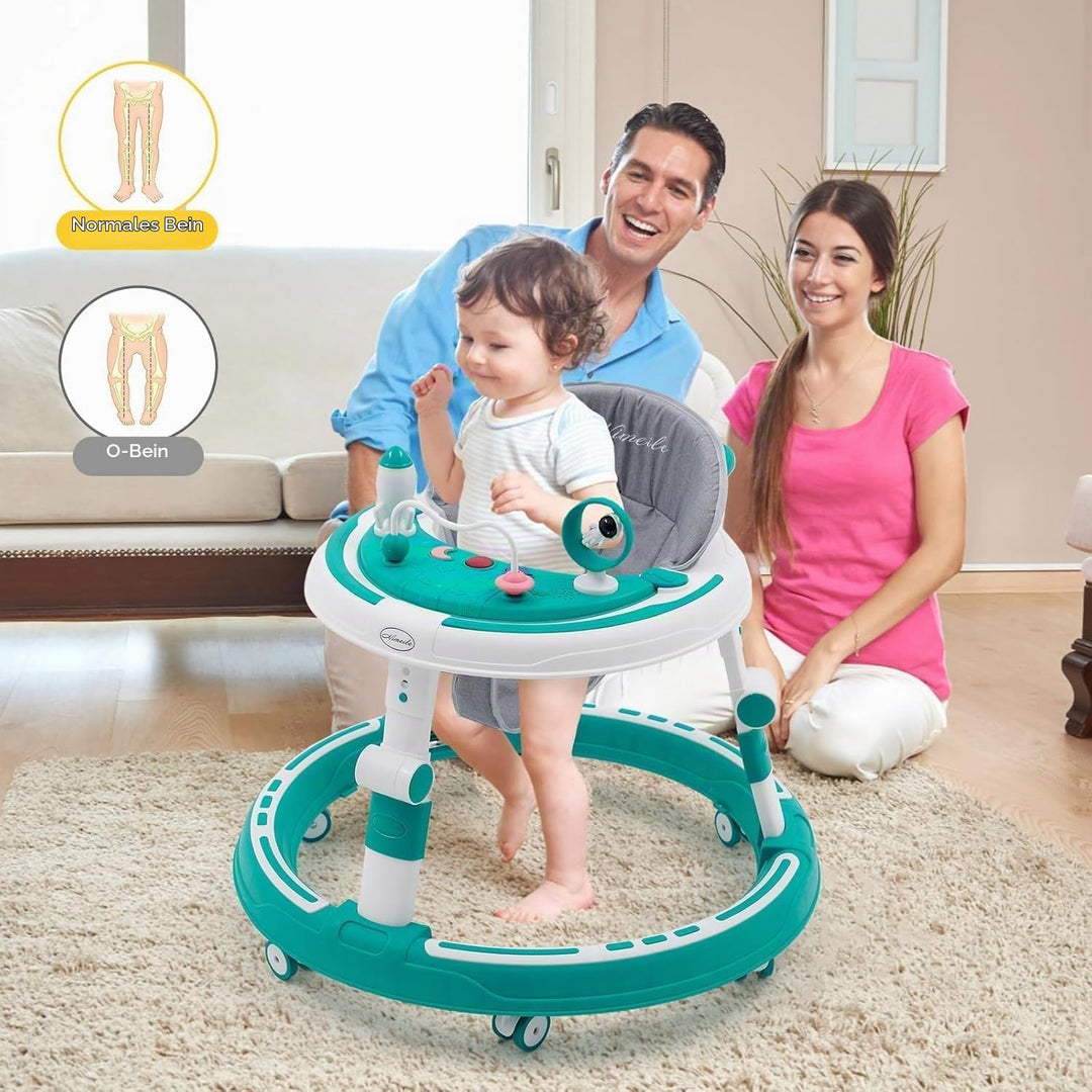 3 in 1 Baby Lauflernhilfe, Lauflernwagen mit 360° Geräuschlosen Silikonrädern, Kippschutz &amp; 4-Fach H