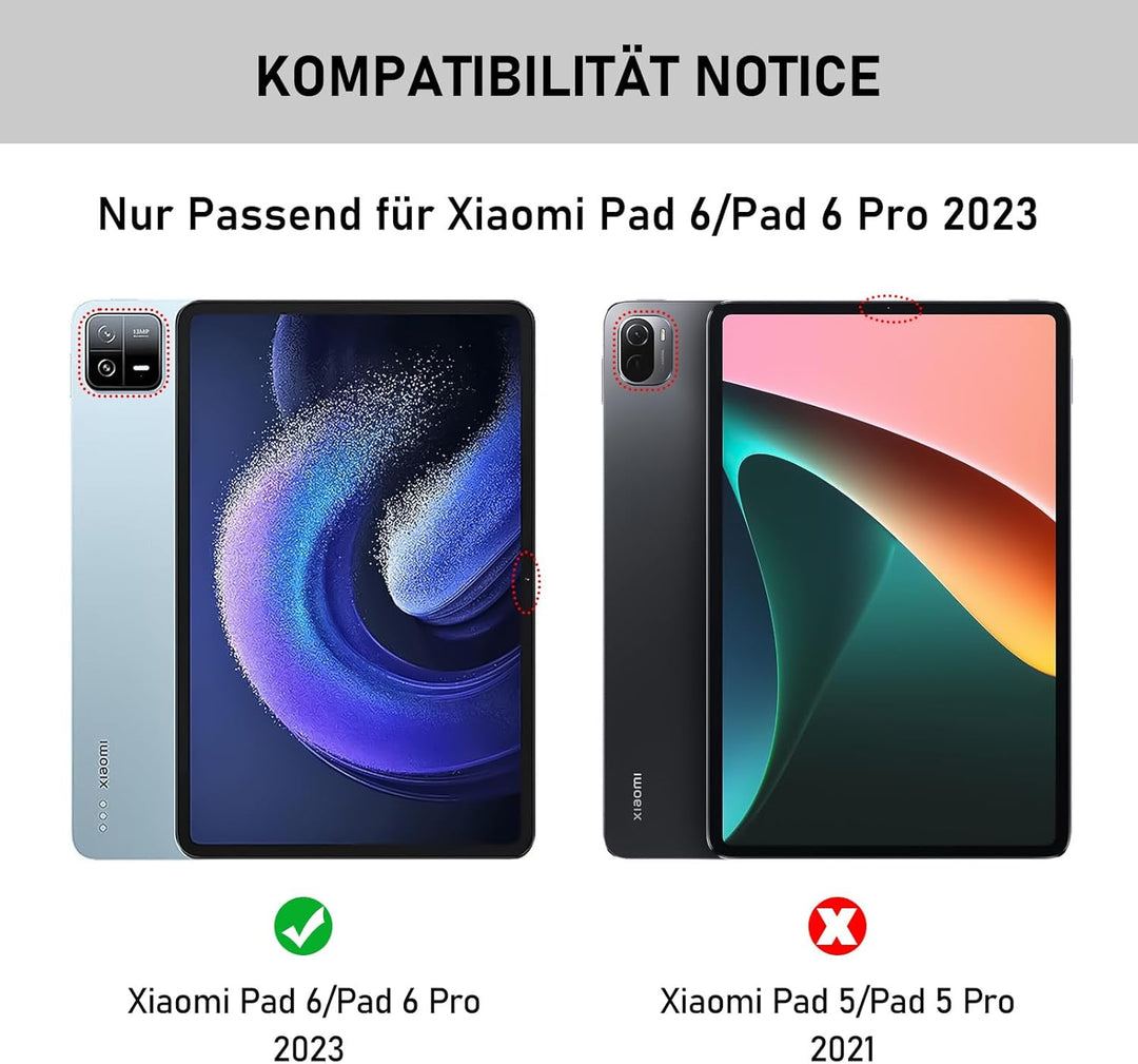 Hofsos Xiaomi Pad 6 Hülle mit Tastatur, [QWERTZ] Tastatur Hülle für Xiaomi Pad 6 11 Zoll 2023, Schut