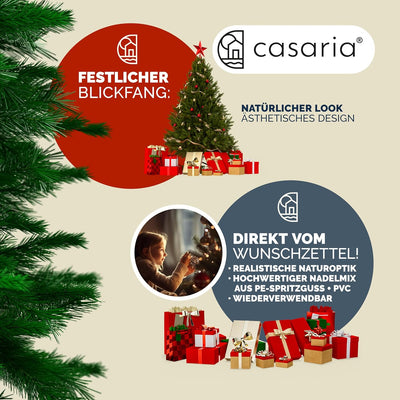 CASARIA® Weihnachtsbaum künstlich 180cm wie echt Edeltanne Spitzguss Metallständer schneller Aufbau
