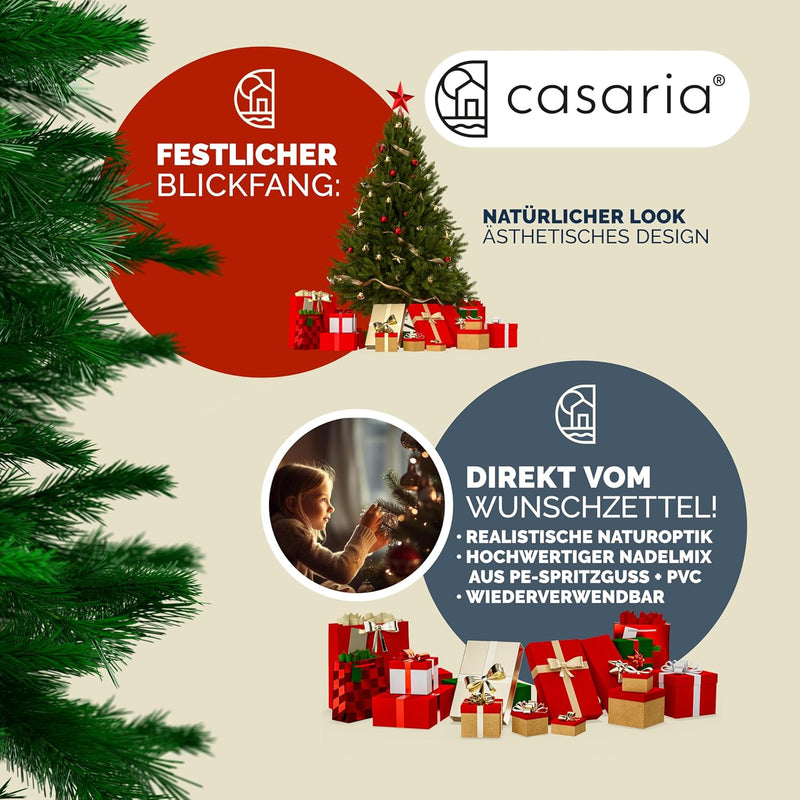 CASARIA® Weihnachtsbaum künstlich 180cm wie echt Edeltanne Spitzguss Metallständer schneller Aufbau