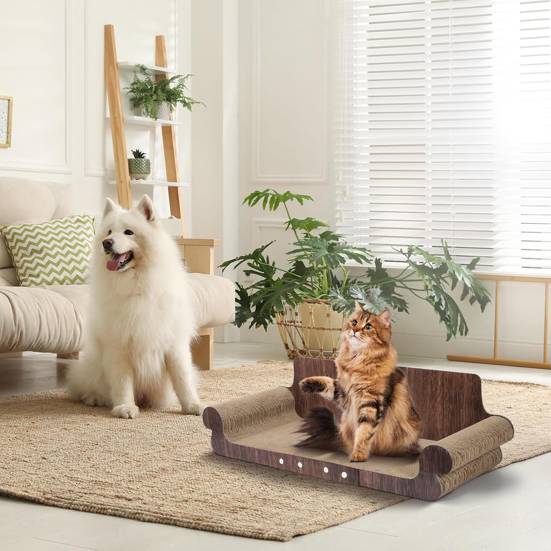 Kratzpappe für Katzen, 82CM langlebiges Kratzbrett und Filz, grosse Liege, Recycelbares Katzenkratzb